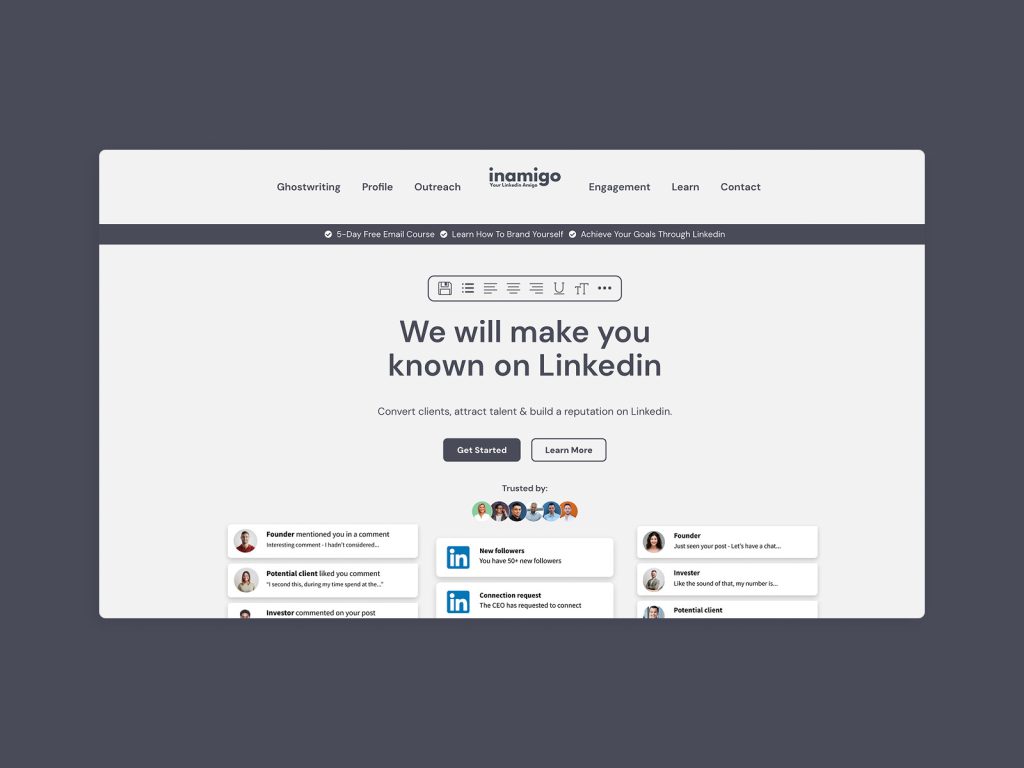 Inamigo linked branding web design 0.12