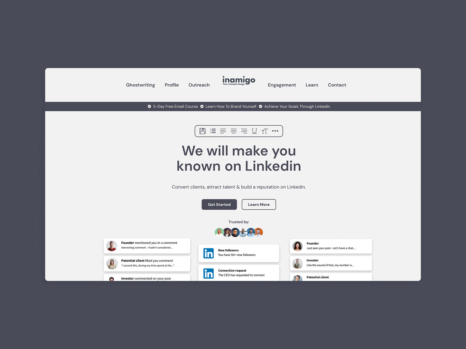 Inamigo linked branding web design 0.12